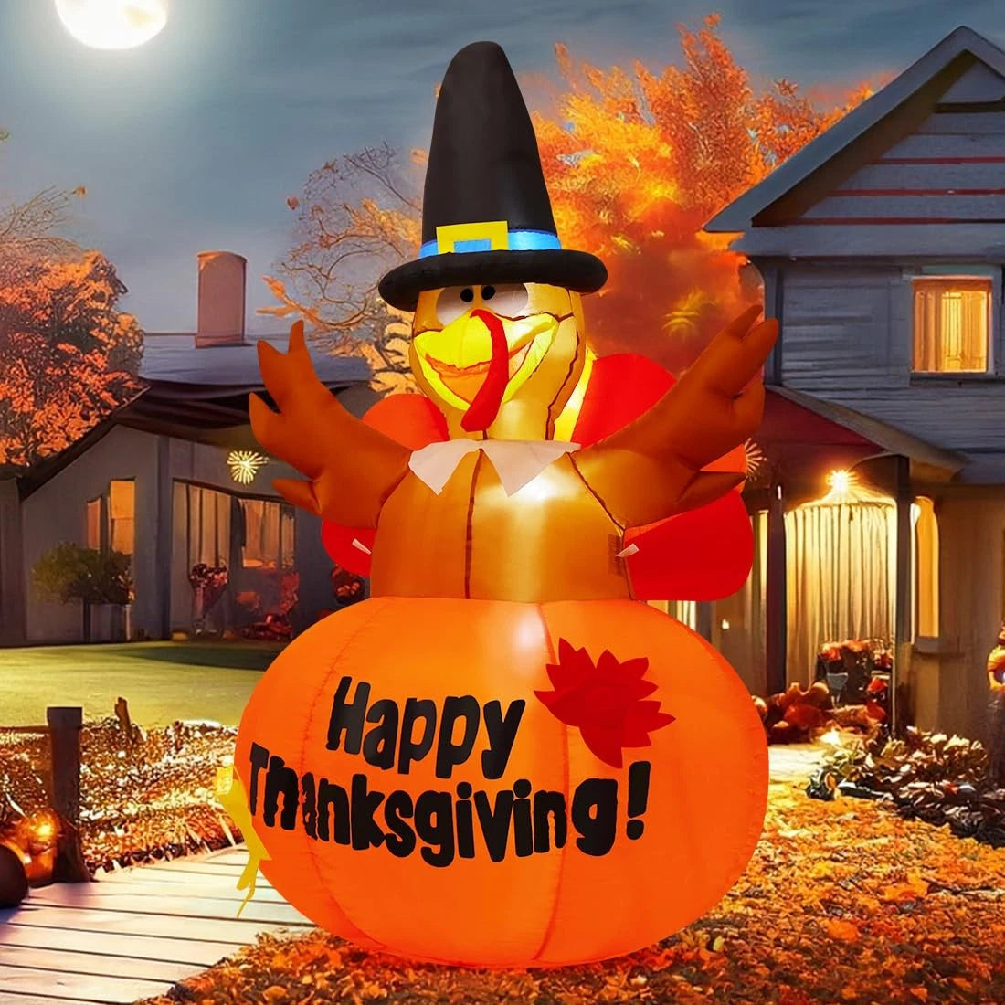 6 Ft Thanksgiving Turkey Inflatable Yard Decoration