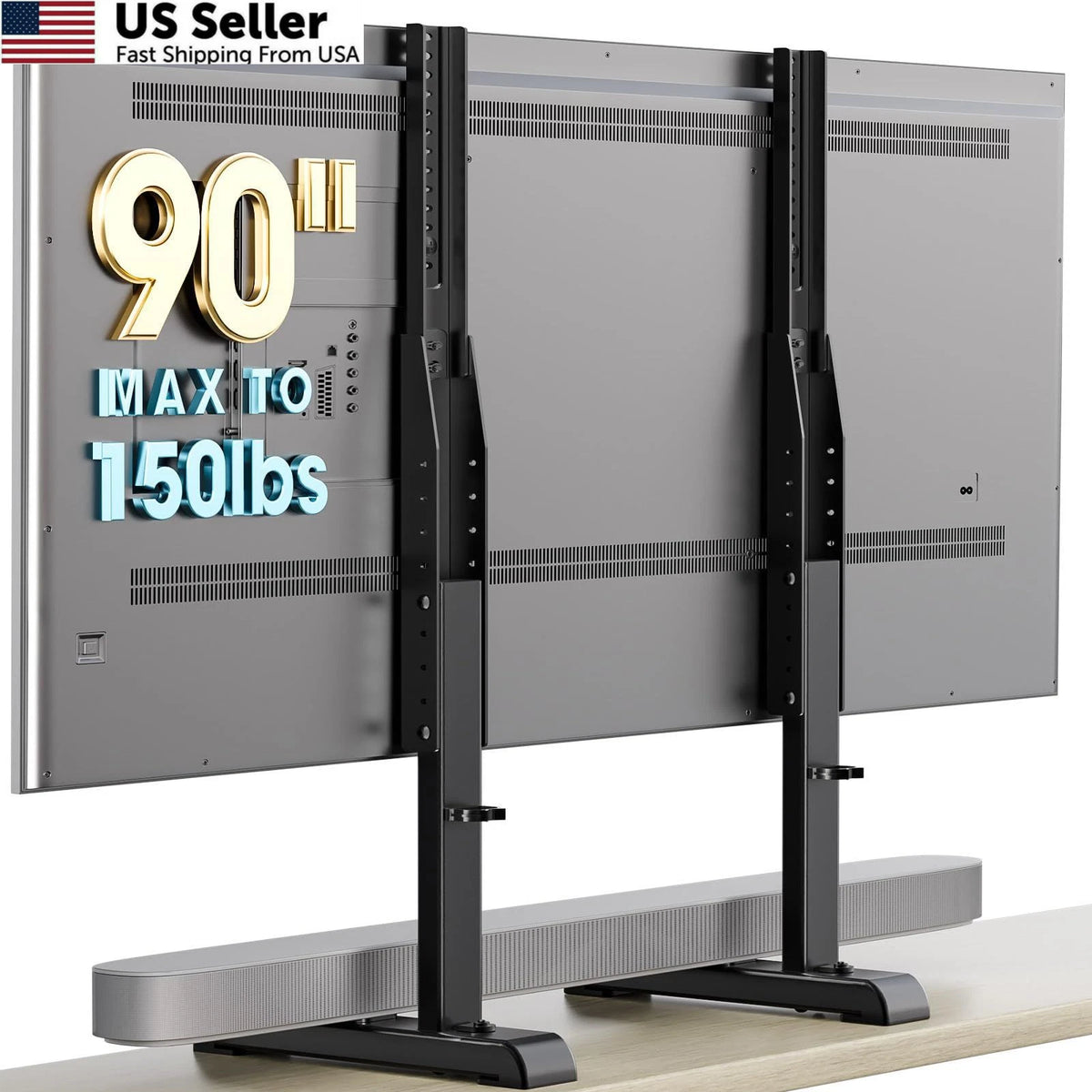 Height Adjustable Table Top TV Stand for Universal Use (37''-86'')