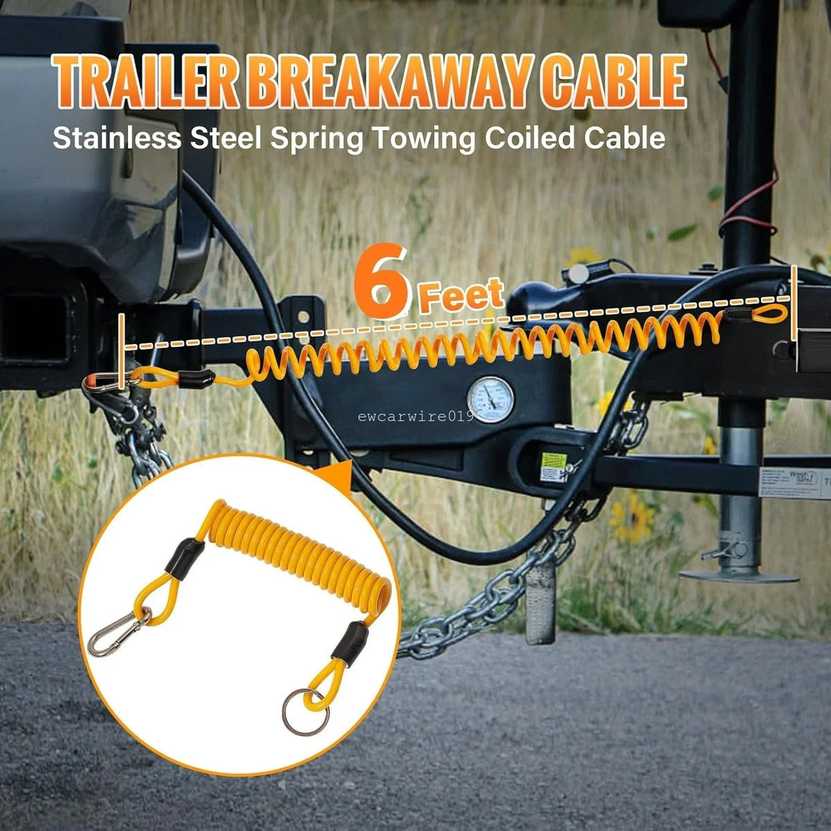 2X Breakaway Cable for Trailer (Heavy Duty, 6FT)