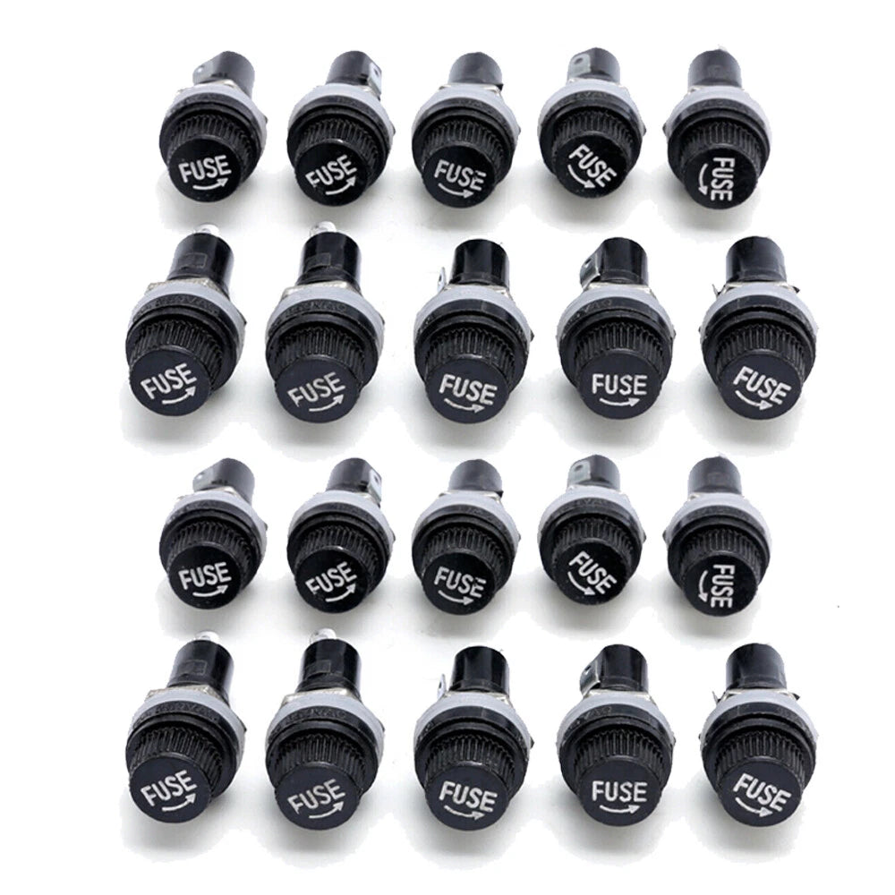 20 Pcs Panel Mount Fuse Holder Socket for 5 x 20mm Glass Fuses 125V 15A