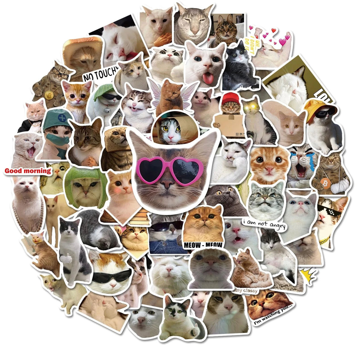 100 Pcs Cat Stickers Vinyl Waterproof Decals for Laptop Water Bottle