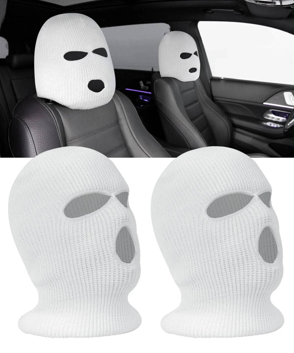 2X Headrest Covers for Cars (Personalized White)