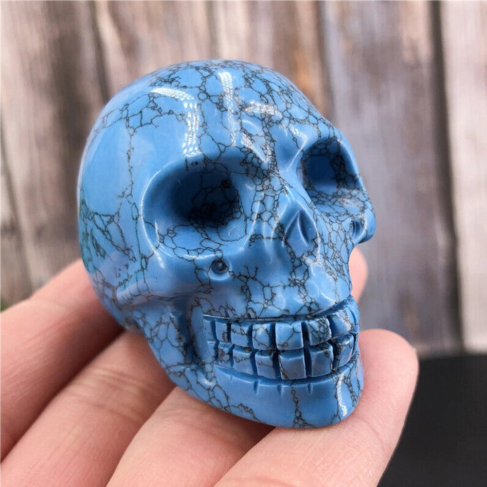 2" Turquoise Skull Hand Carved Quartz Crystal Skulls for Car (1 PCS)