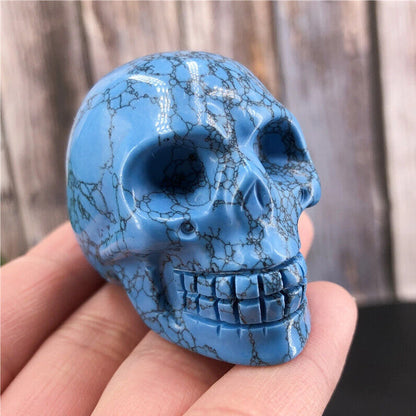 2" Turquoise Skull Hand Carved Quartz Crystal Skulls for Car (1 PCS)