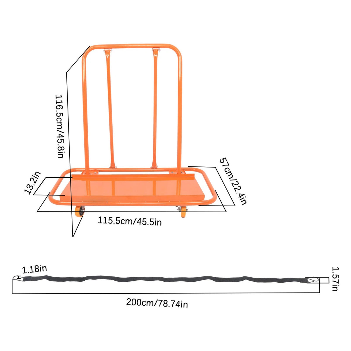 Safety Belts Drywall Sheet Cart for Handling Sheetrock Panels (3000 lbs)