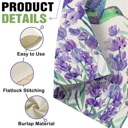 Decorative Garden Flag for Hummingbird Lavender (Spring Summer)