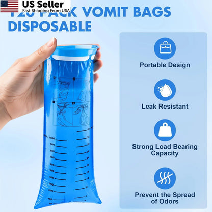 120 Pack Disposable Throw Up Bags for Portable Use
