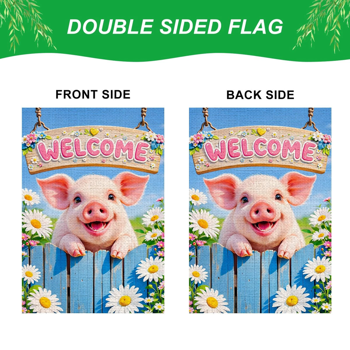 Garden Flag for Welcome Pig Spring (12x18 Inch)