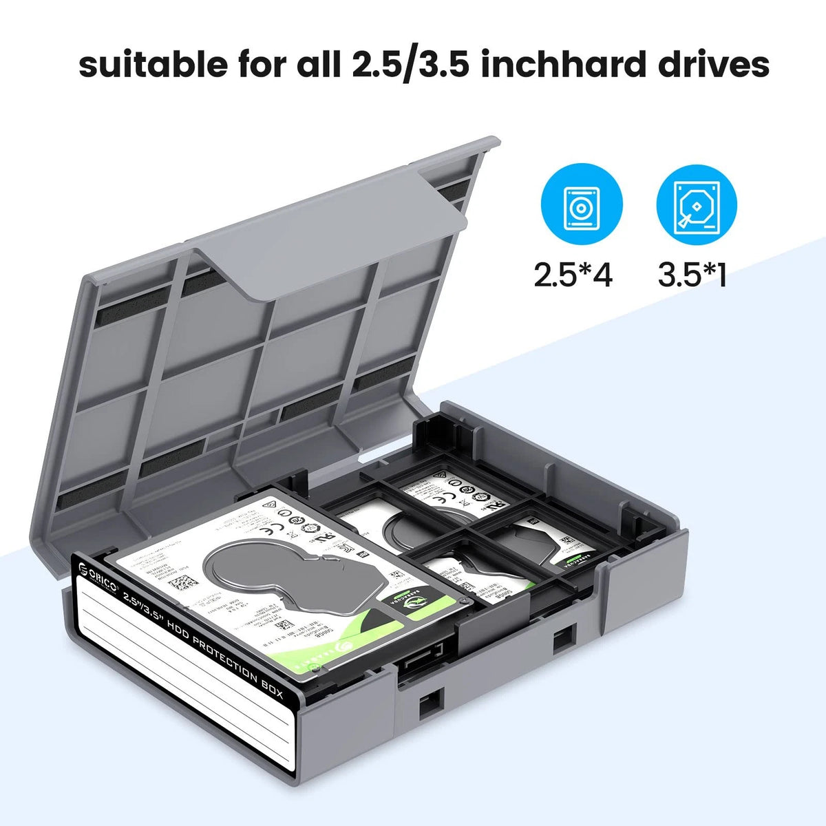 5-Pack Hard Drive Carrying Case for 3.5/2.5 Inch SSD HDD