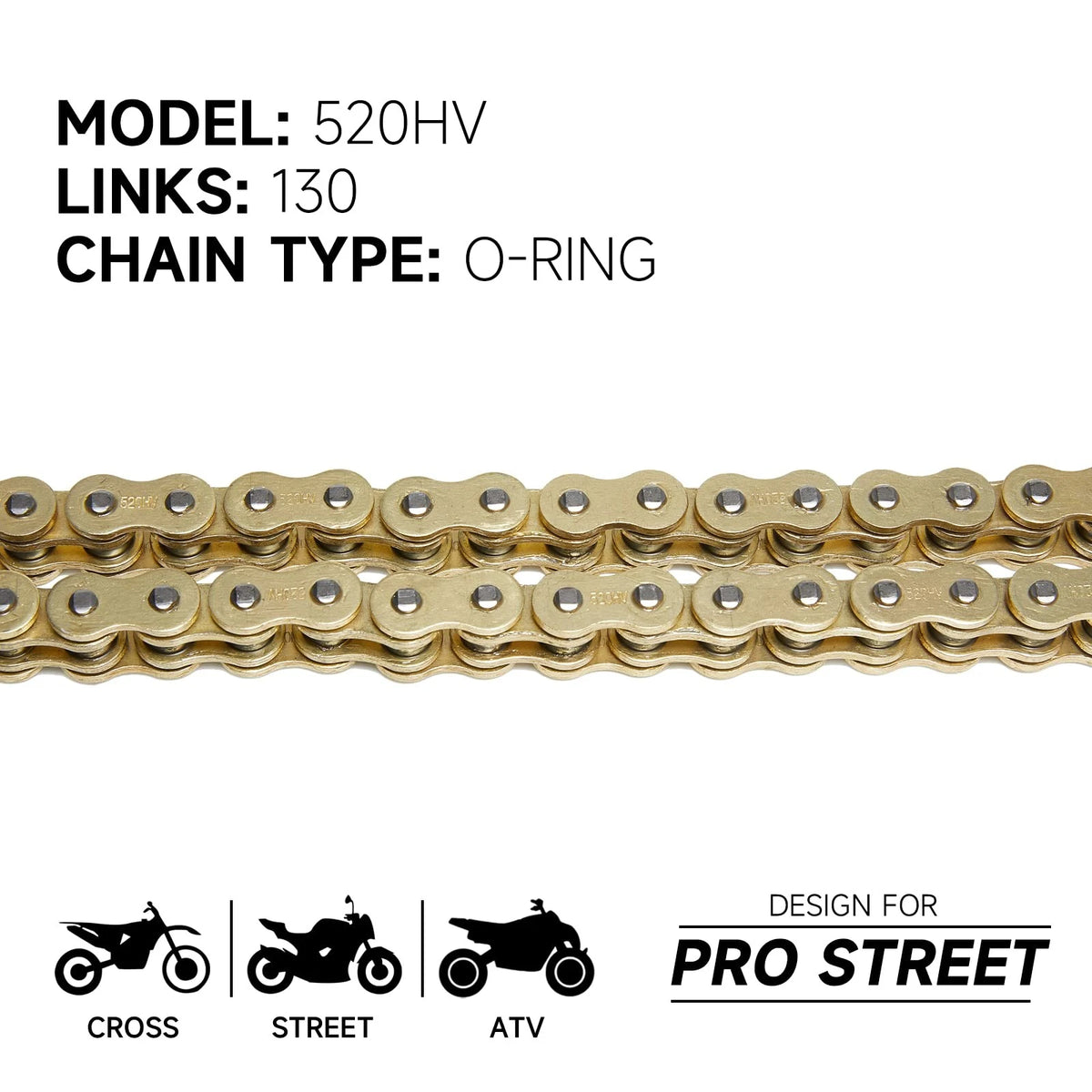 Heavy Duty Motorcycle Chain 130 Links with Master Link & Breaker Tool