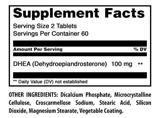 DHEA 100 Mg Tablets for Health Supplement (120 Count)