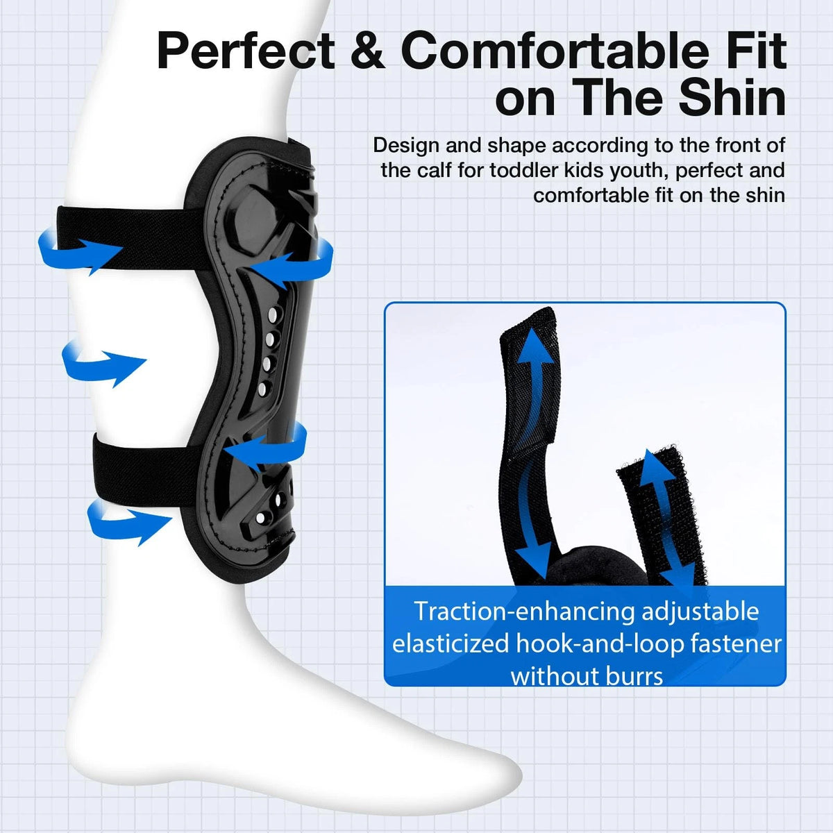 2X Soccer Shin Guards for Medium (3'9"-4'5" Tall) - Black & White