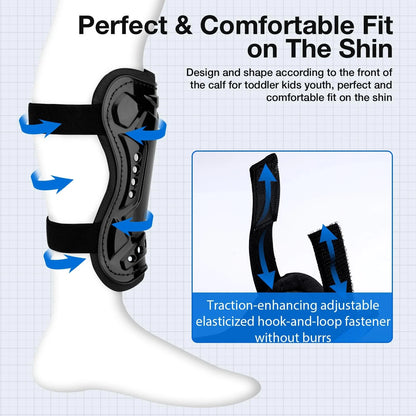2X Soccer Shin Guards for Medium (3'9"-4'5" Tall) - Black & White