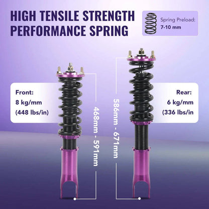 4x Shock & Coilover Spring Assembly for Honda S2000 (2000-2009)