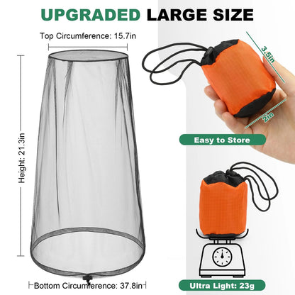 2X Mosquito Head Nets for Universal Use (X-Large, Black)