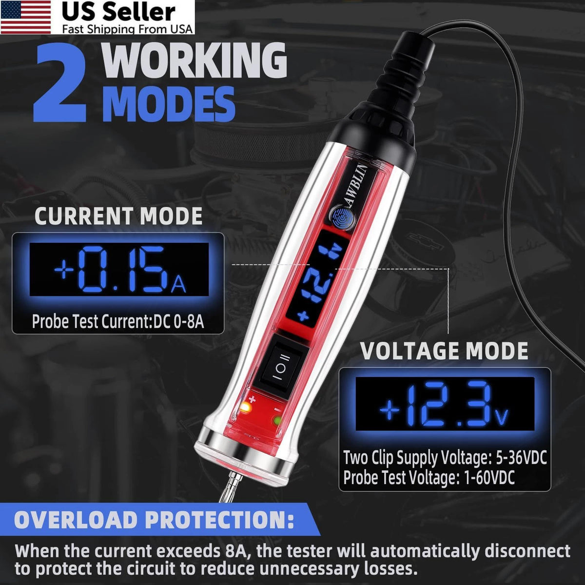 Power Circuit Probe Tester Kit for Automotive (LCD Digital)