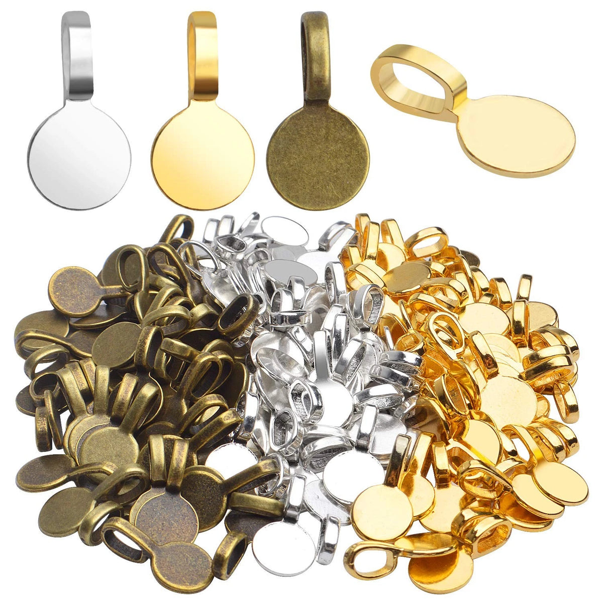 150pcs Round Glue-on Bails for Pendants