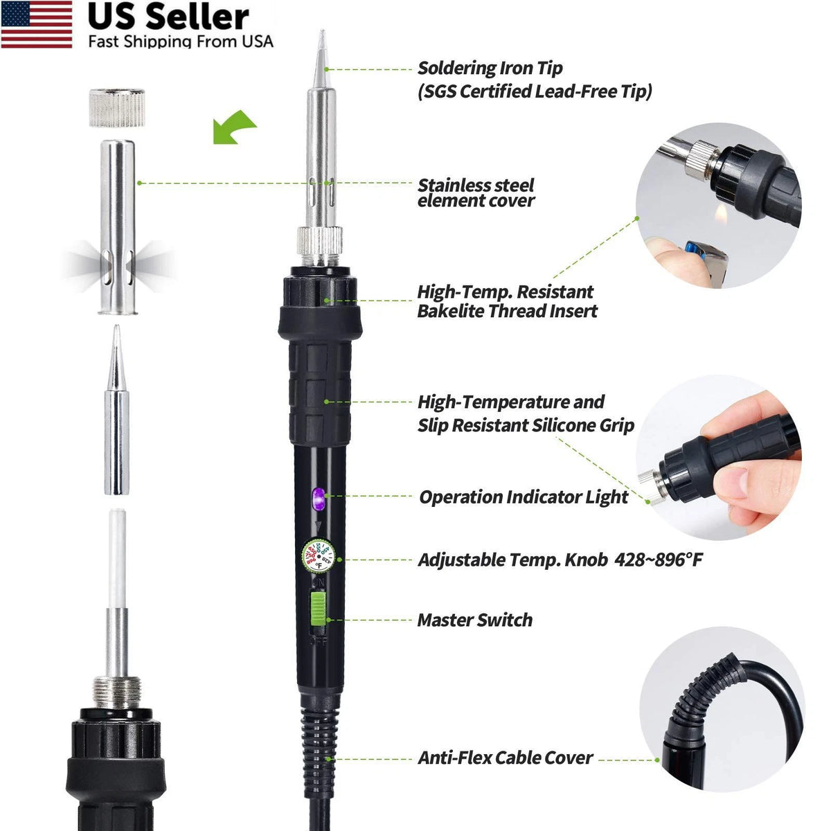 Soldering Iron Kit for YIHUA 947-III (60W, Adjustable Temperature)