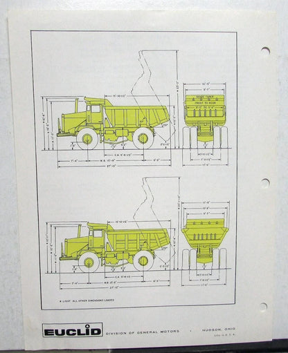 1963 Euclid 30Ton Rear Dump R-30 69TD Specifications Sales Folder