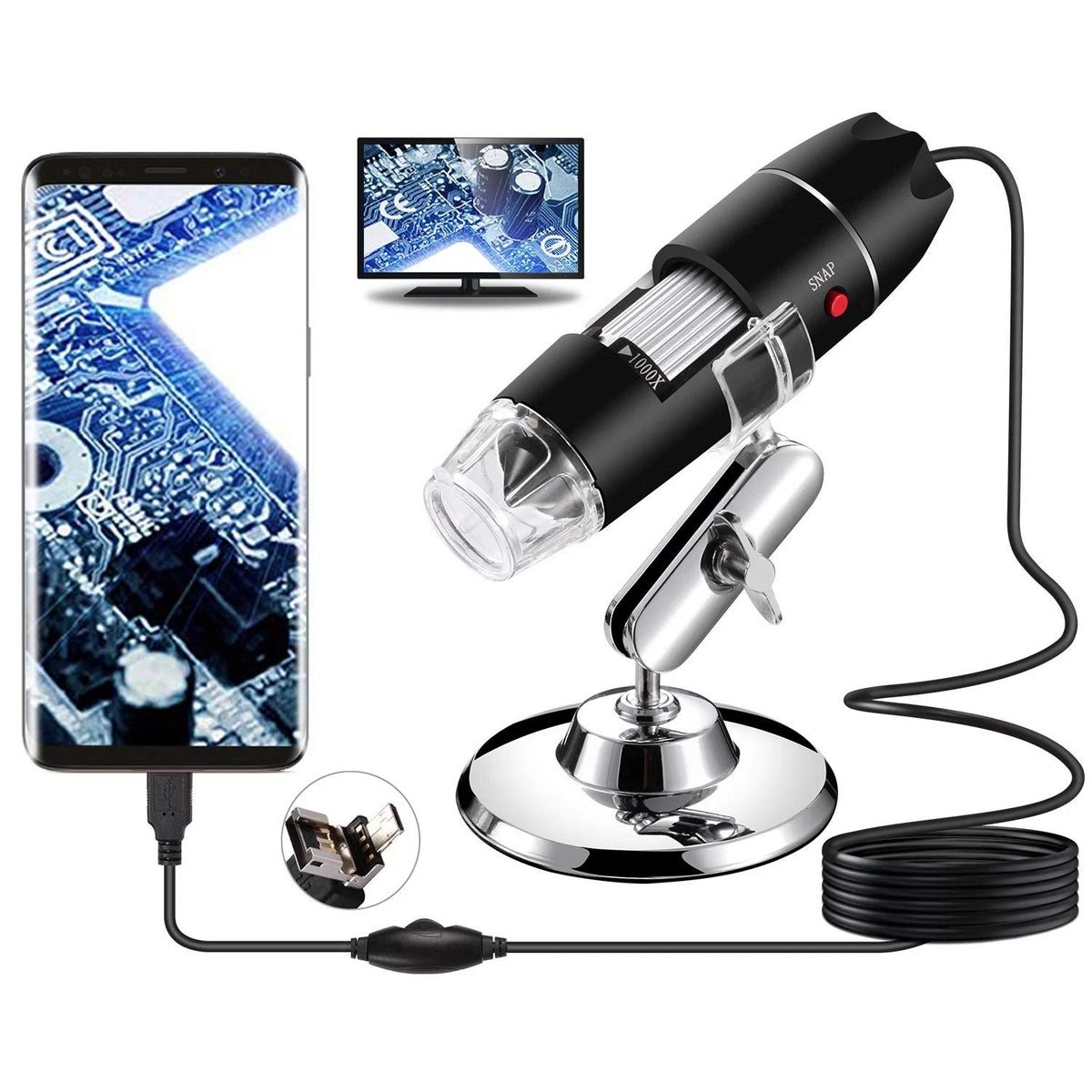 USB Microscope for Android/PC (40-1000X Magnification)