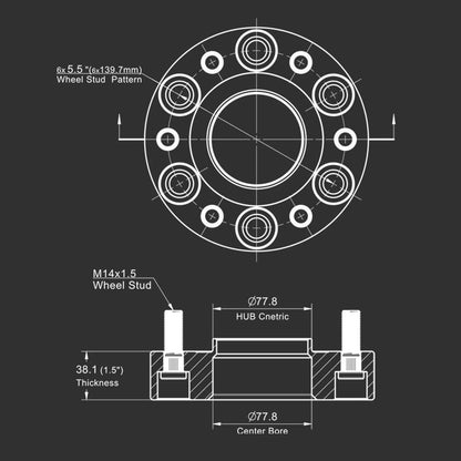 Set of 4 HubCentric Wheel Spacers 1.5" for Ram 1500 (2019–2023) 6-LUG