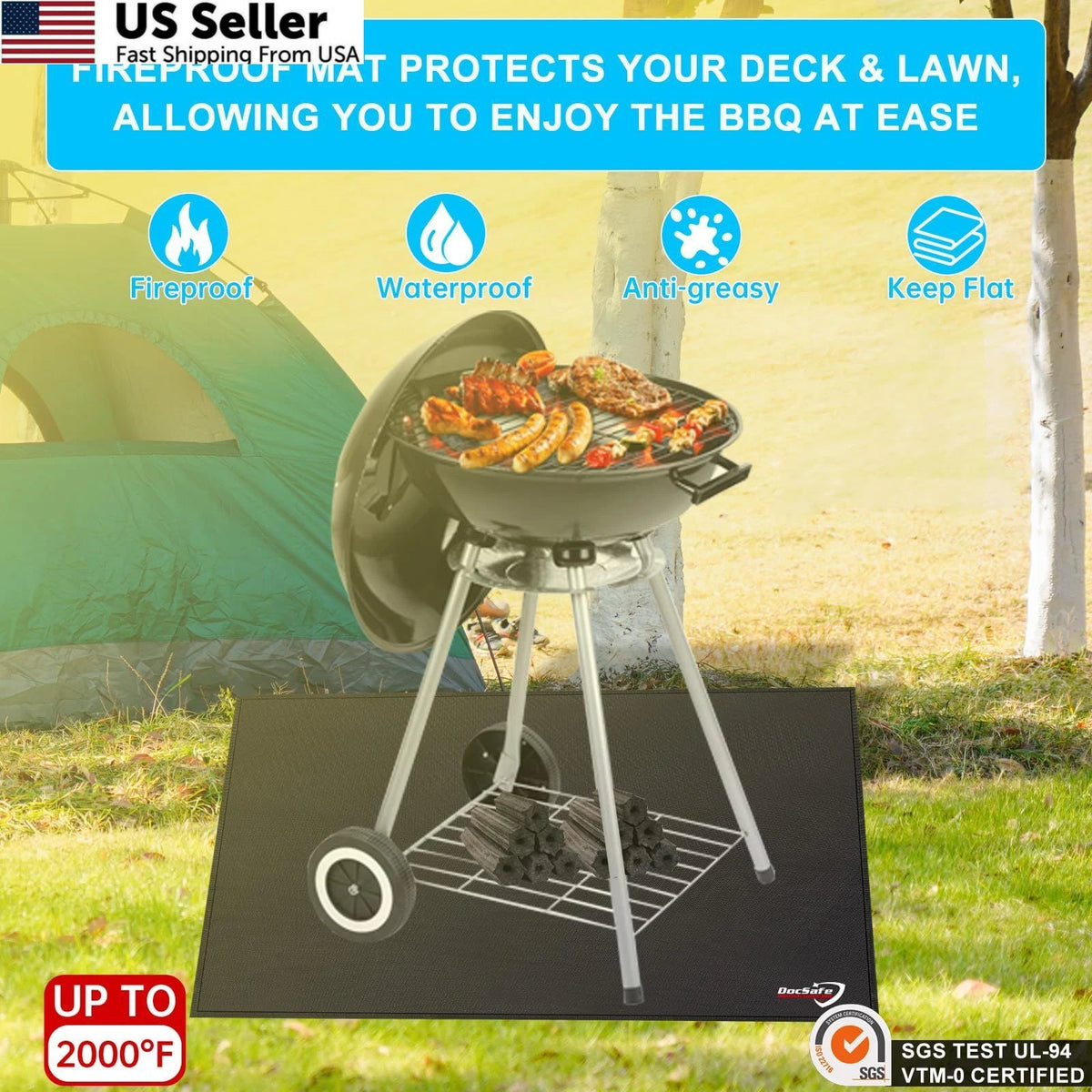 40" Square Fire Pit Mat Under Grill Mat (40x40 inch)