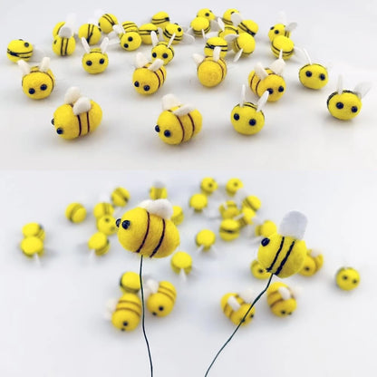 30 PCS Wool Felt Bees for Crafts Mini Bee Plush Decor