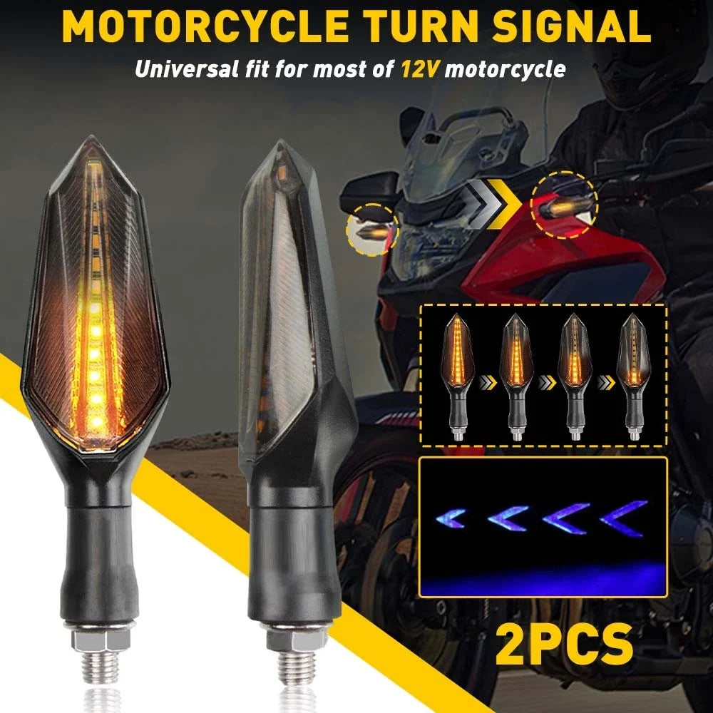 2X 12-LED Turn Signal Lamp for Motorcycle (Sequential Flowing Indicator)