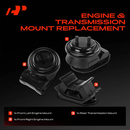 3X Engine Motor & Trans Mount for Chevy Tracker, Suzuki XL-7 (1999–2003) - 1171060A00, 1171060A01, 96061642, 9243, 8825