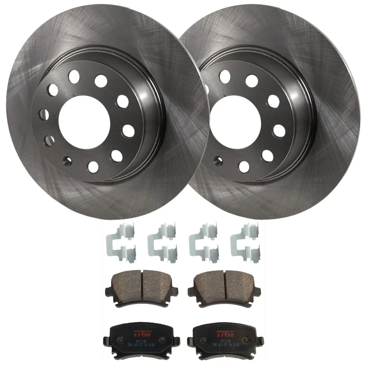 2X TRW Brake Disc and Pad Kit Set Rear for VW Sedan Tiguan (KIT-062924-110)