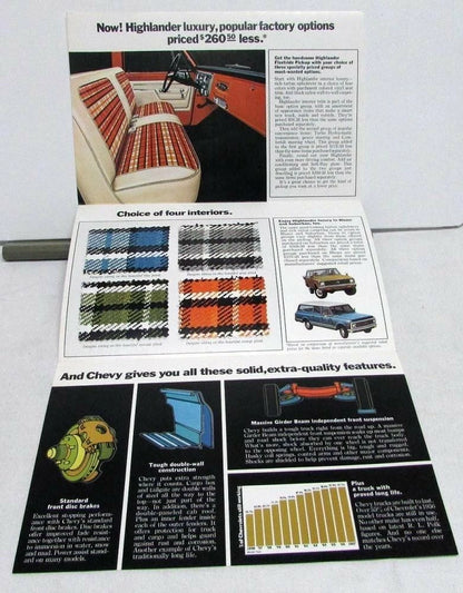 1969 Chevrolet Pickup Trucks Sales Brochure Mailer Features Options