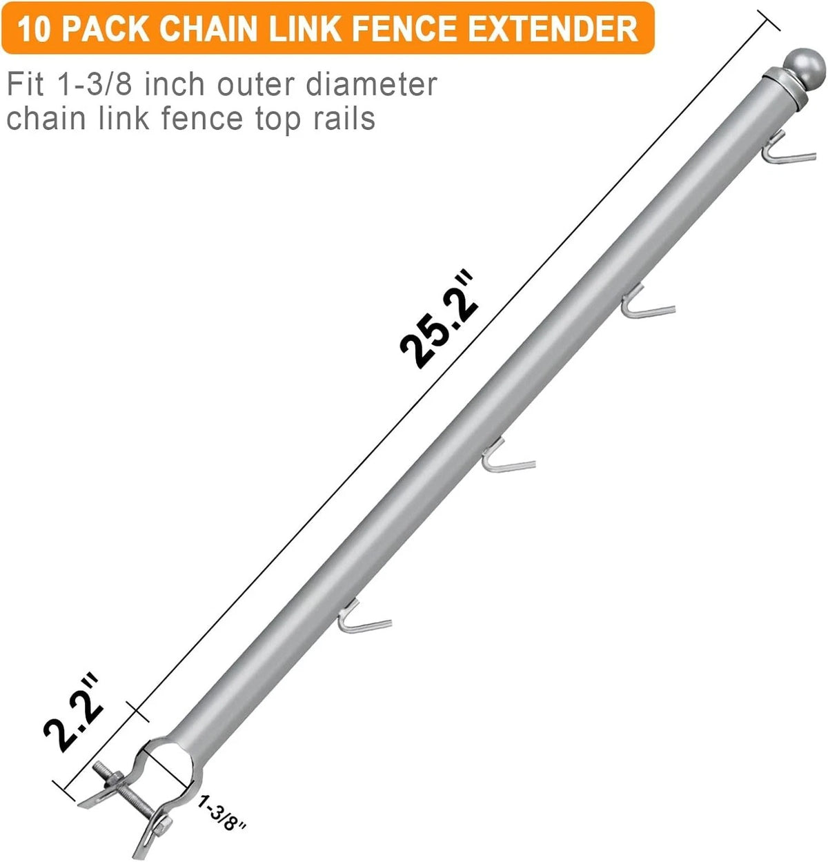 10-Pack Barbed Wire Arm Extensions for Chain Link (25") Galvanized Steel