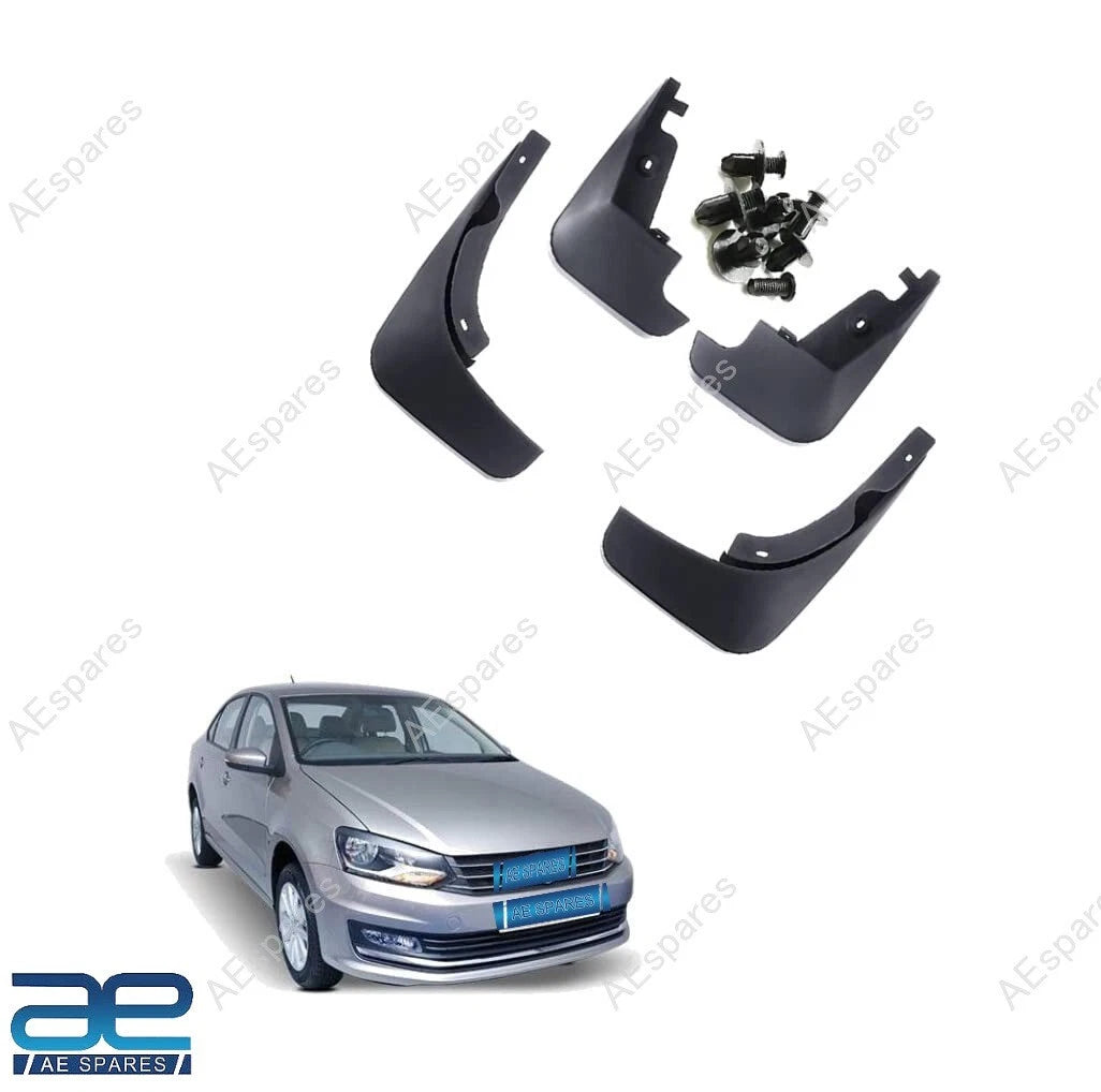 Mud Flap Set of 4 for Volkswagen Vento Type 2 (2014–2020) Black