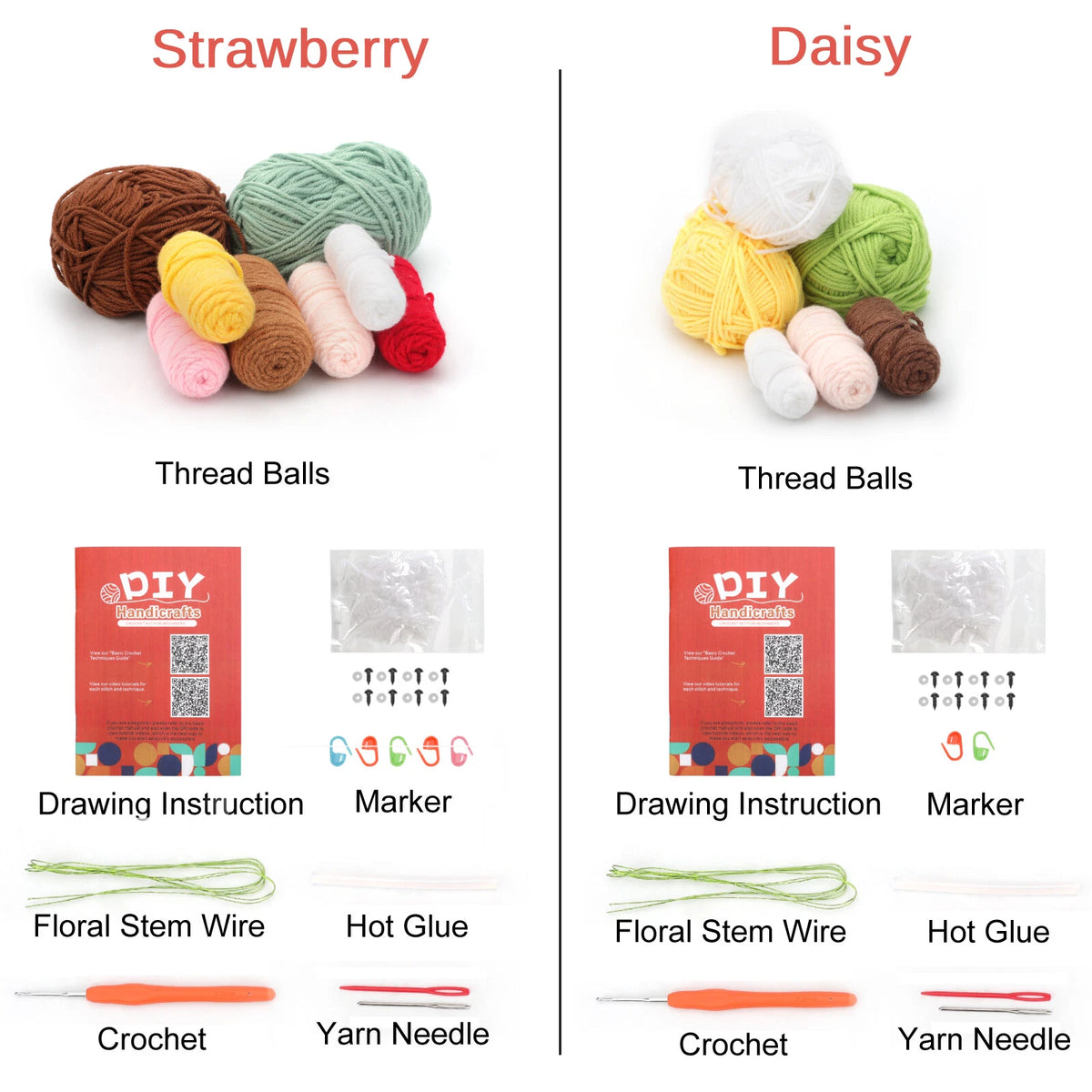 Crochet Kit for Beginners - Flower Strawberry Plant with Tutorials