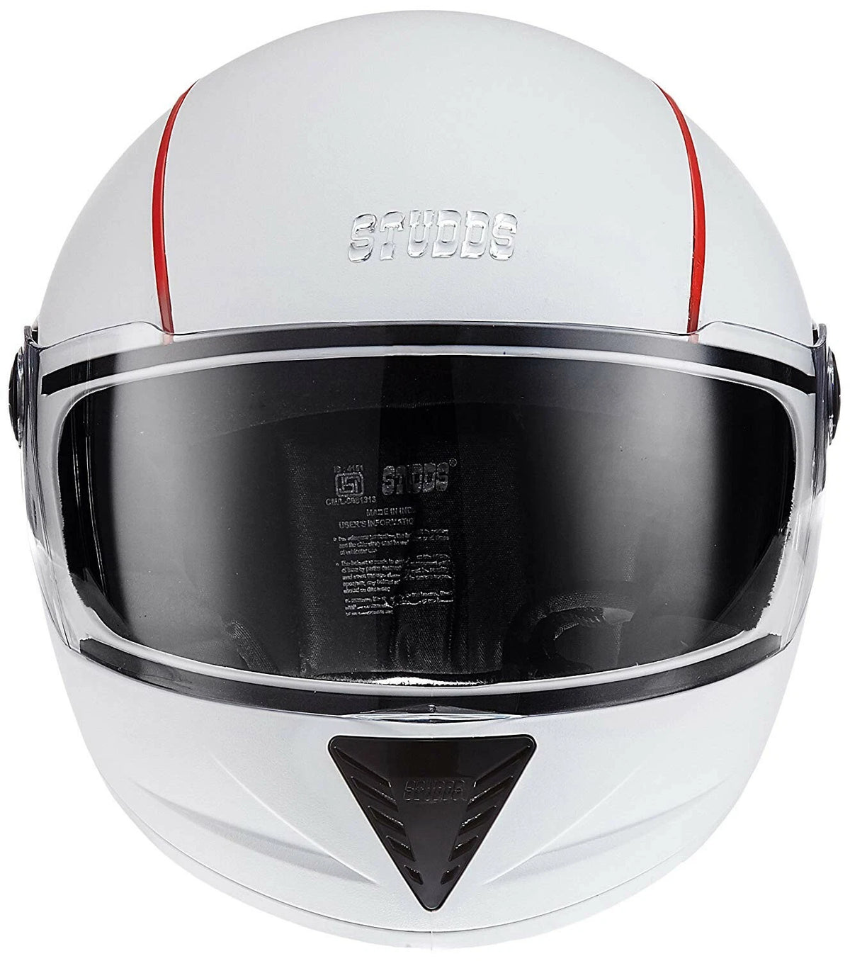 Studds Professional Full Face Helmet for Medium Size (White/Red)