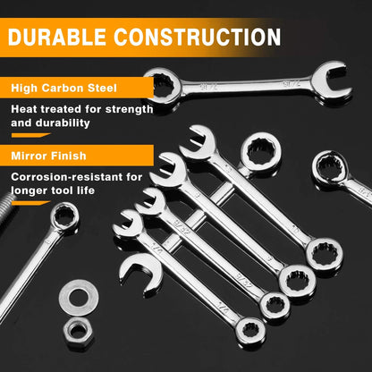 20-Piece Mini Combination Wrench Set for Automotive Use