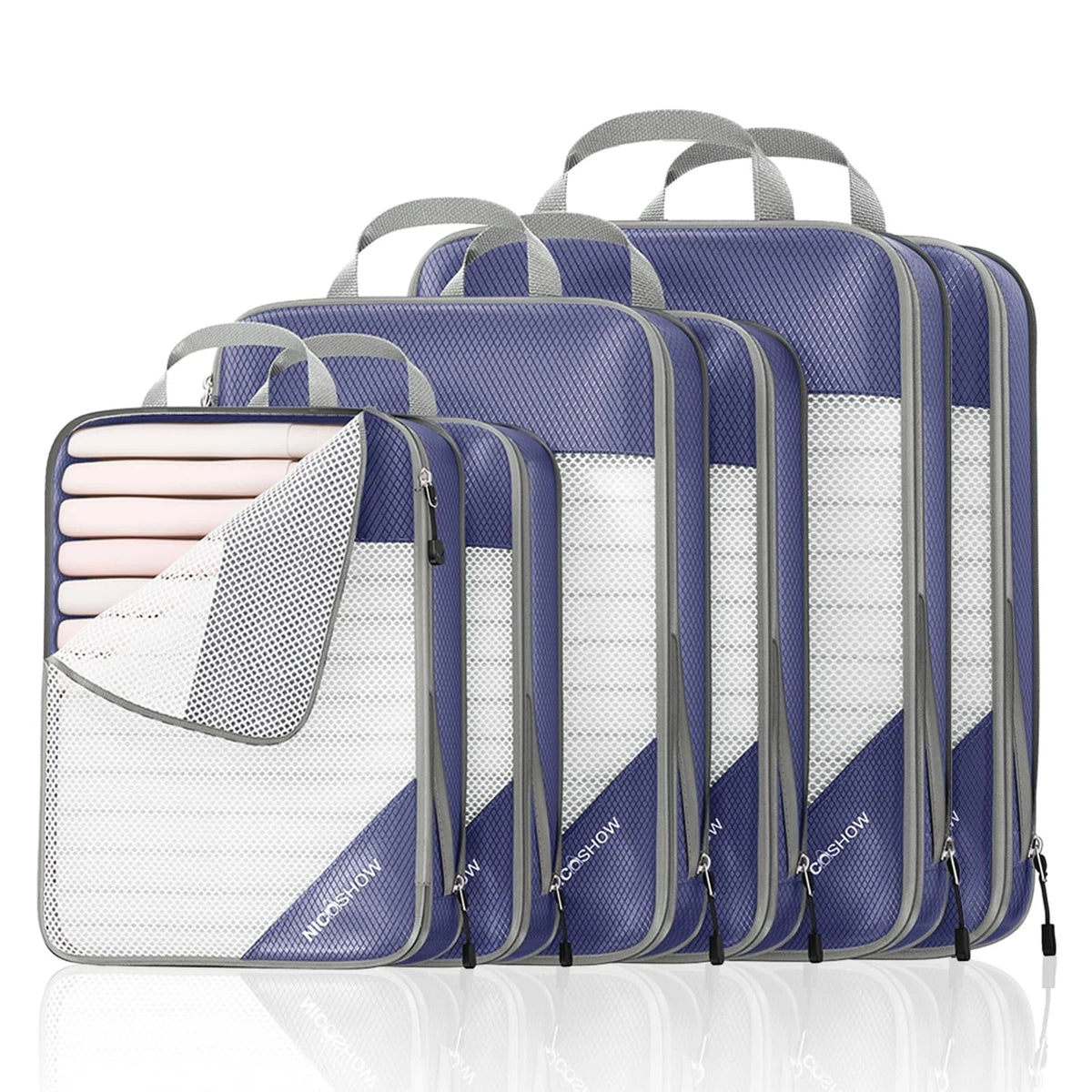 Set of 6 Compression Packing Cubes for Travel