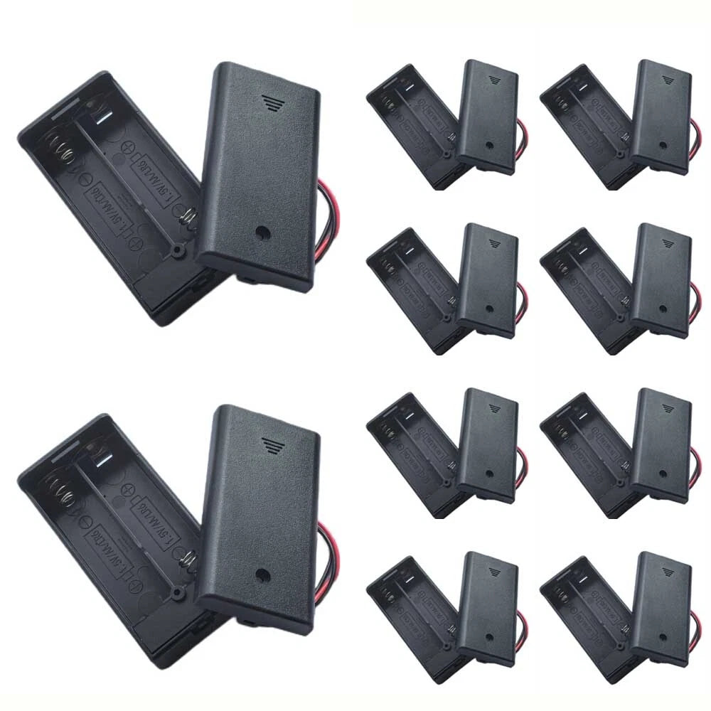 10Pcs AA Battery Holder Box Case with ON/OFF Switch for Various Applications