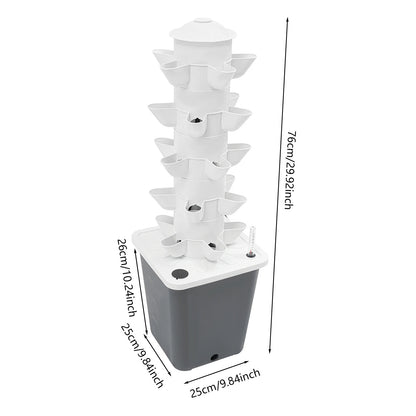 Vertical Hydroponic Garden Tower System 5 Layer 25 Pots (100-240V)