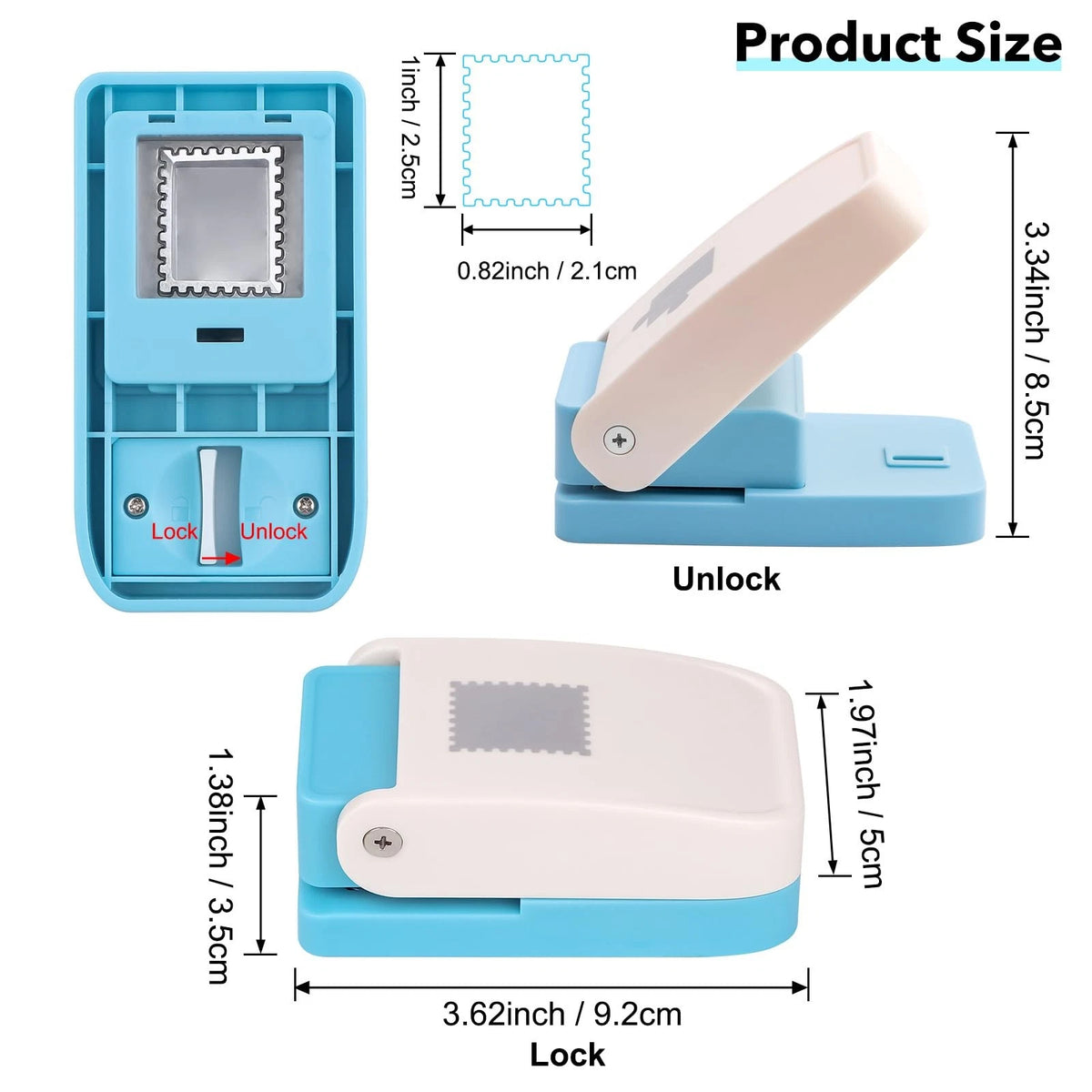 Stamp Puncher for Postage Stamps 1X0.8inch Silver