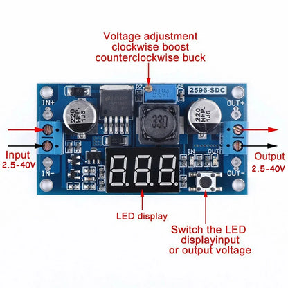 10X LM2596 Step-down Power Converter Module DC 2.5-40V with LED Voltmeter