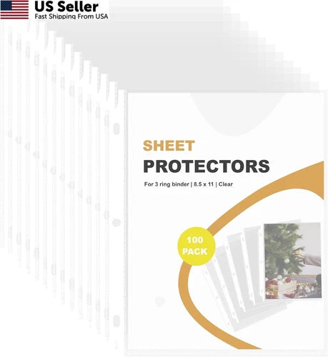 100 Pack Clear Sheet Protectors for 8.5 x 11 Documents