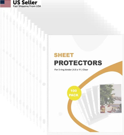 100 Pack Clear Sheet Protectors for 8.5 x 11 Documents