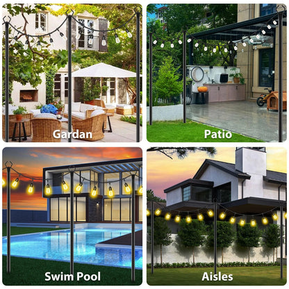 4 Pack String Light Poles for Outdoor Use (10Ft)