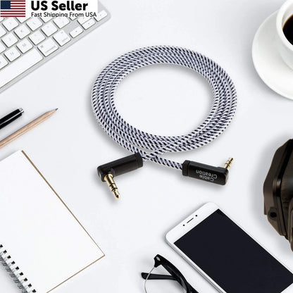 3.5mm Aux Cable 6FT for Various Devices (90 Degree Male)