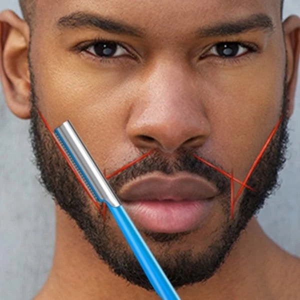 Beard Shaping Razor Tool for Mustache (1 Count) - Straight Edge, Blue