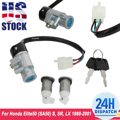 Ignition Switch Lock Kit + 2 Keys for Honda Elite 50 (1988–2001)