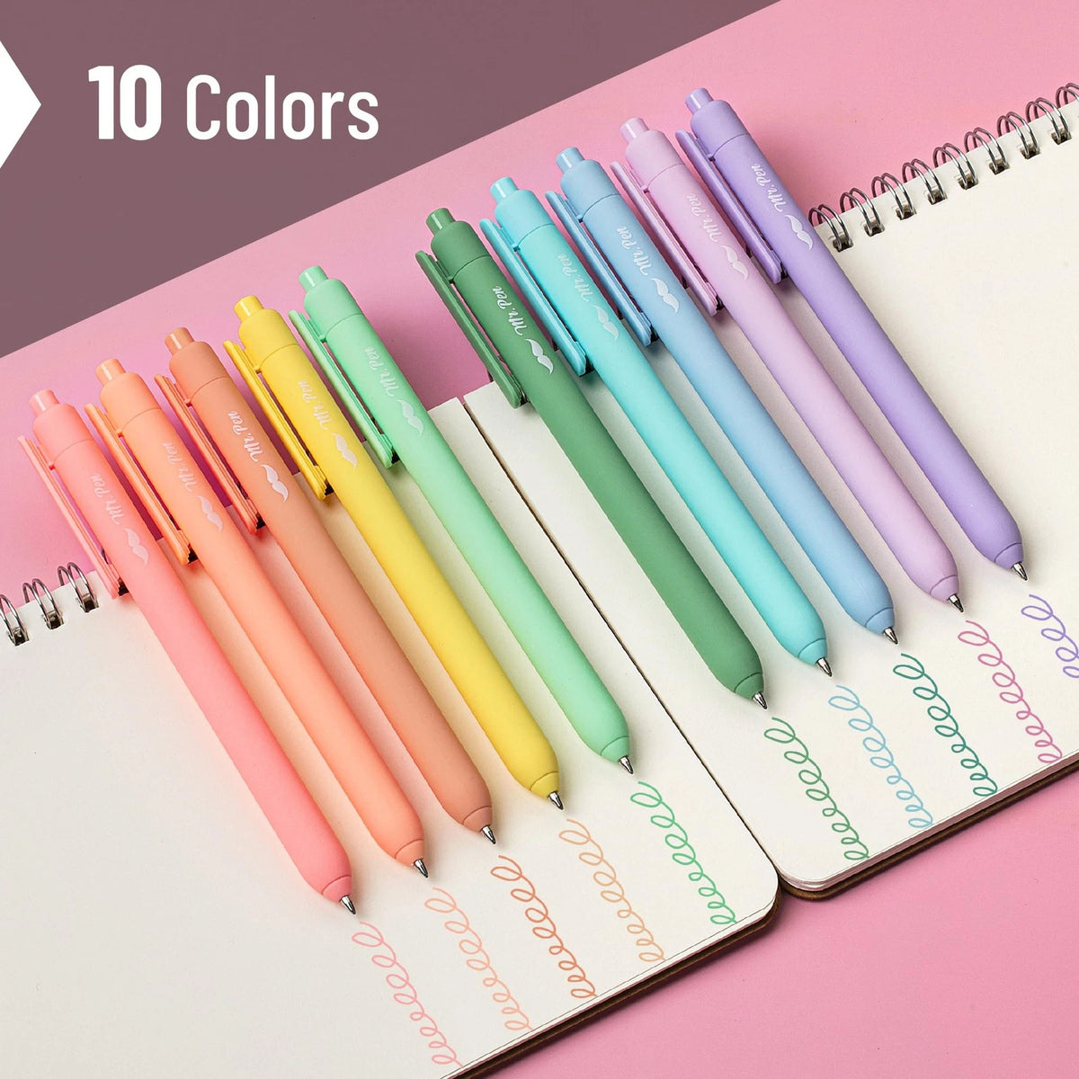 10X Retractable Gel Pens for Journaling, Pastel Multicolor