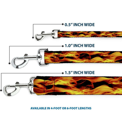 6FT Dog Leash for Vivid Black Orange Flames