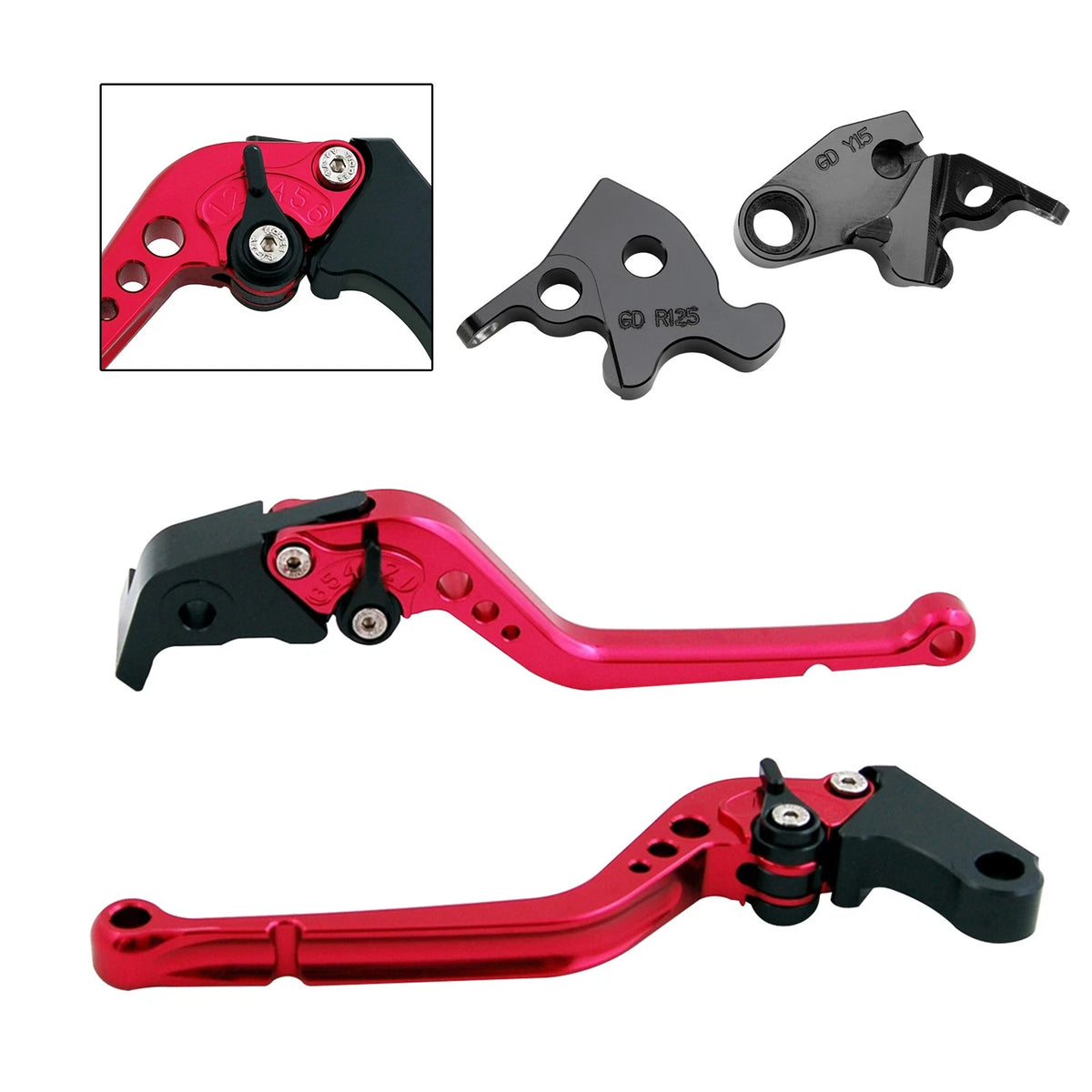 Long Clutch Brake Lever for Yamaha XSR 155 MT15 (2019–2022) M543-L104-Red
